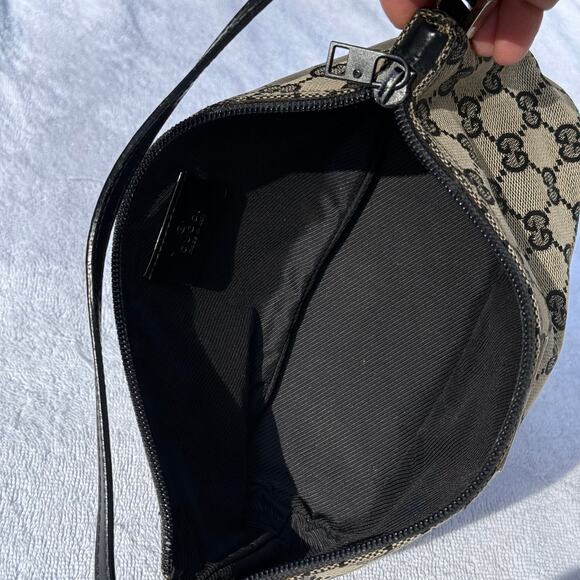 Authentic Gucci Navy Monogram Boat Pochette Bag Handbag Beige GG Y2K - Picture 9 of 11